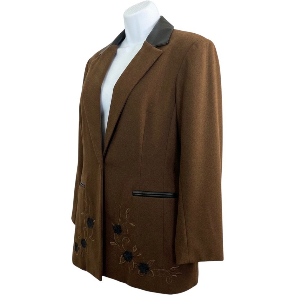NWT‎ Coldwater Creek Brown Embroidered Blazer SZ P8 Classic 90's Equestrian